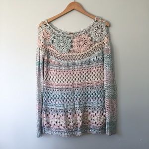 Ring of Roses Free People Crocheted Sweater